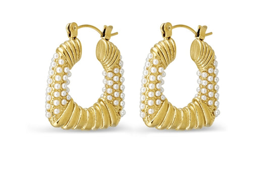 Gold plated earrings pearl