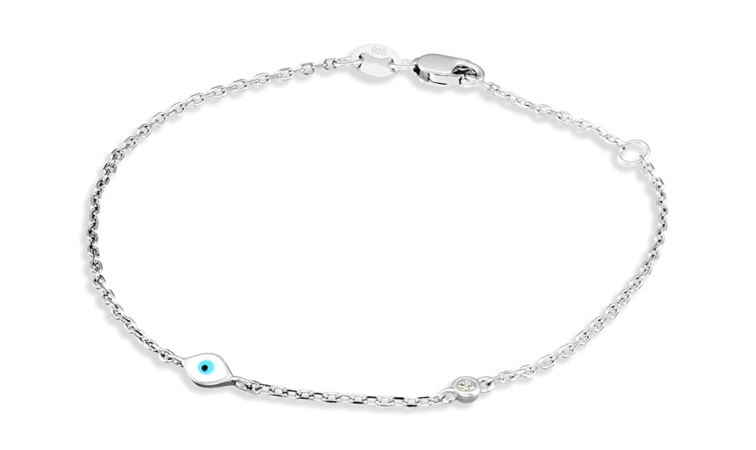 Sterling silver evil eye bracelet dainty 