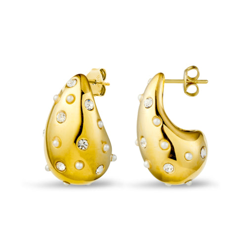 Stainless steel gold plated pearl earrings 